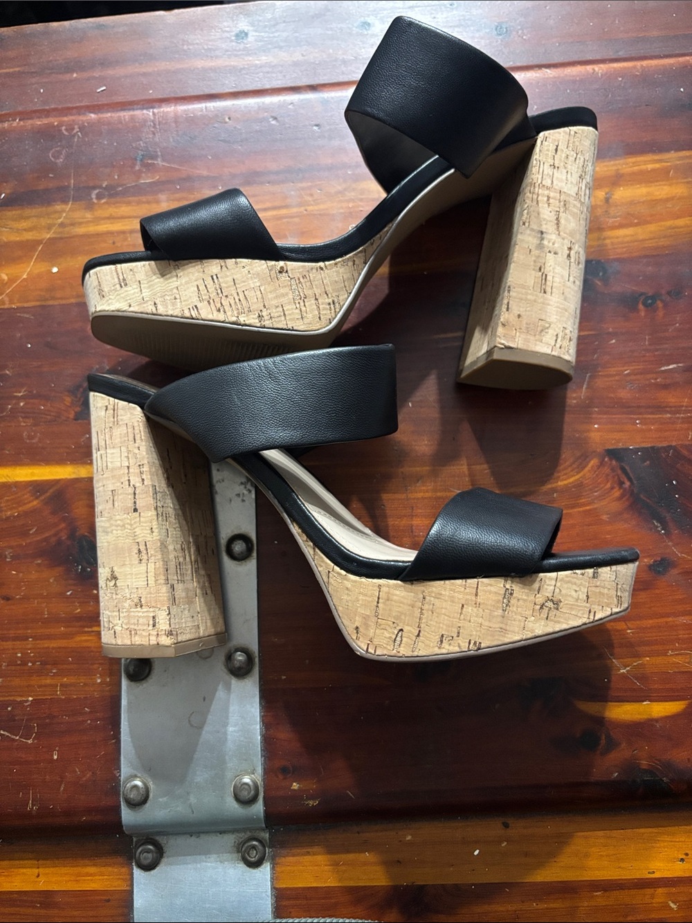 Charles by Charles David Black Double-Strap Open-Toe Slide Heels - Picture 2 of 9